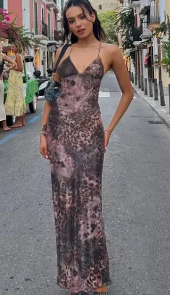 Vestido con Estampado y Espalda Descubierta